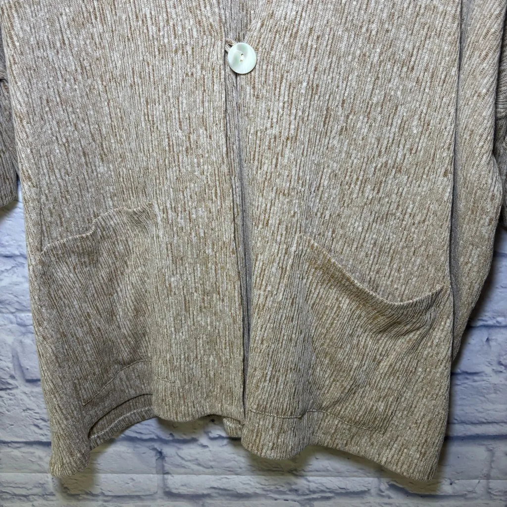 J Jill Pure Jill Sweater Womens Small Petite Oatmeal Linen Cotton Cardigan NWT Tan Size undefined - Image 3