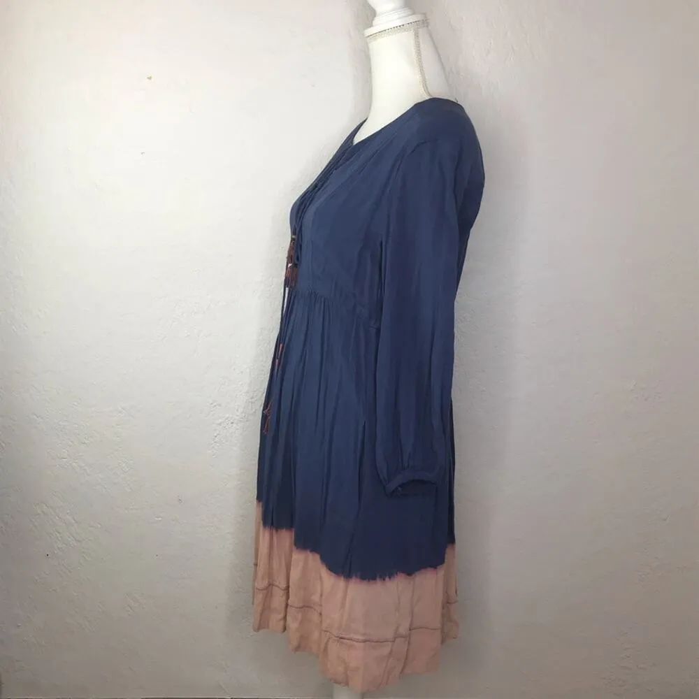 Anthropologie Holding Horses Women's Peasant Boho Tassel Dip Dye Dress Sz 2 - Image 2