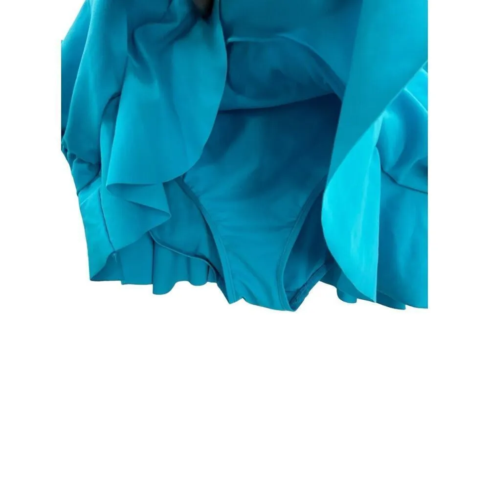Catalina Swim Skirt Turquoise Blue Ruched Sides Modest Bikini Bottom Size XL - Image 6