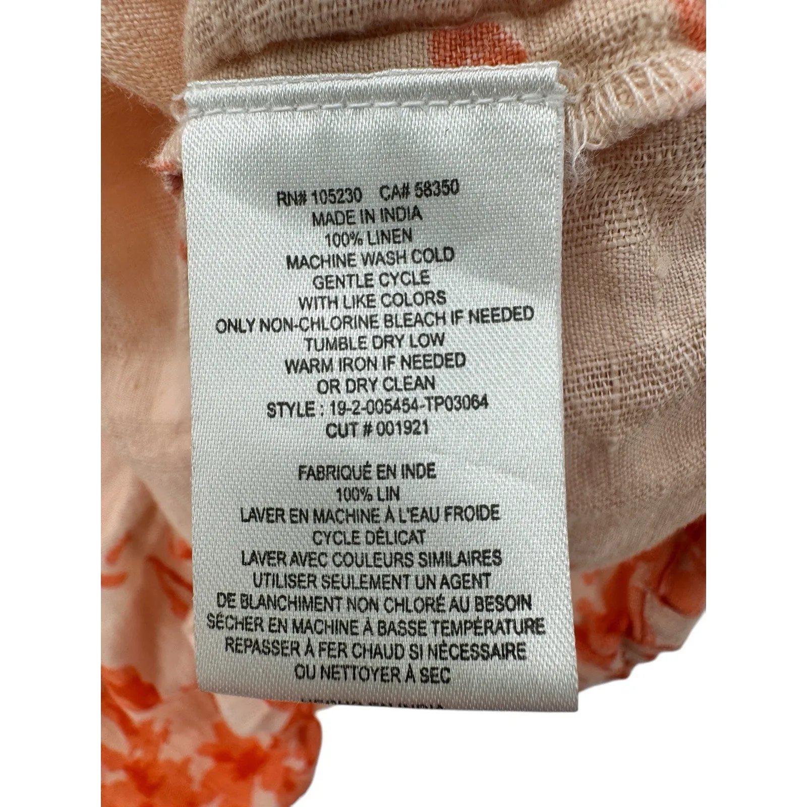 Joie Pink Cadby Floral 100% Linen‎ Square Neck Long Sleeve Blouse Beach Resort L - Image 6