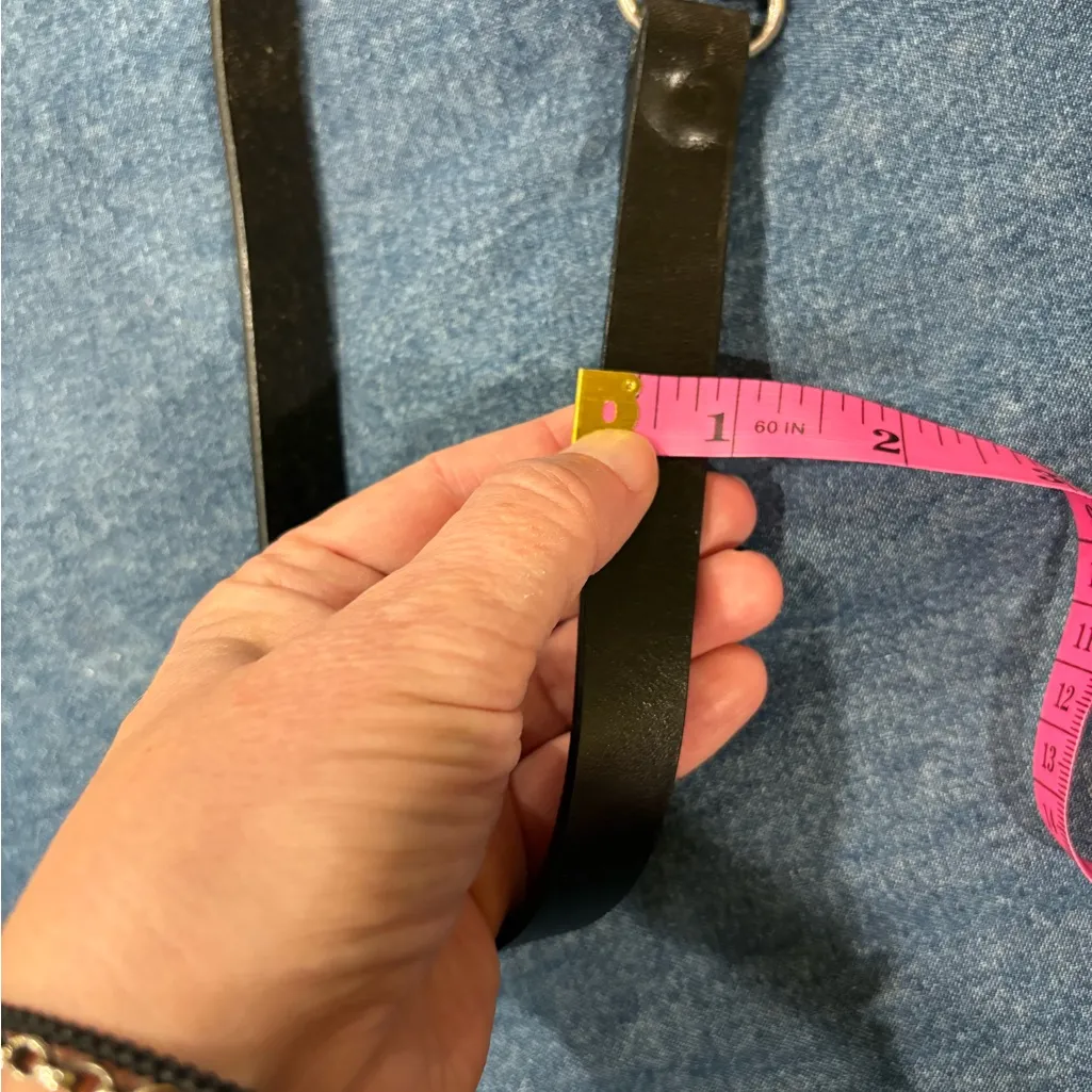 Chico’s leather belt black with metal decorative buckle sz M L - Image 5