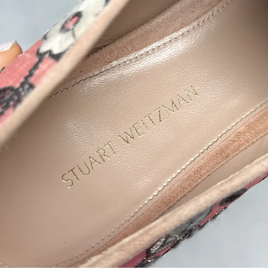 Stuart Weitzman Pipearky Floral Rose Blossom Embroidery Smoking Loafer Flat Pink - Image 7