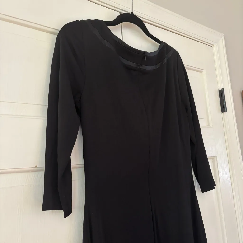 David Meister Vintage‎ Black Midi Dress Size 10 Elegant Satin Trim Made in USA - Image 10
