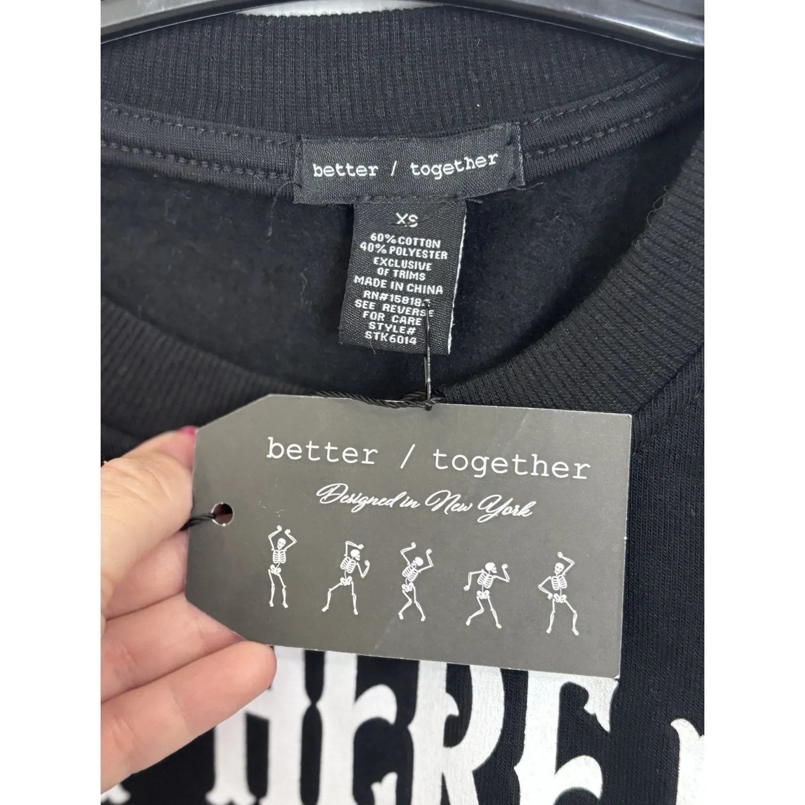 NWT Just Here For the Boos Black Cropped Halloween Ghost Crewneck Size XS - Image 3