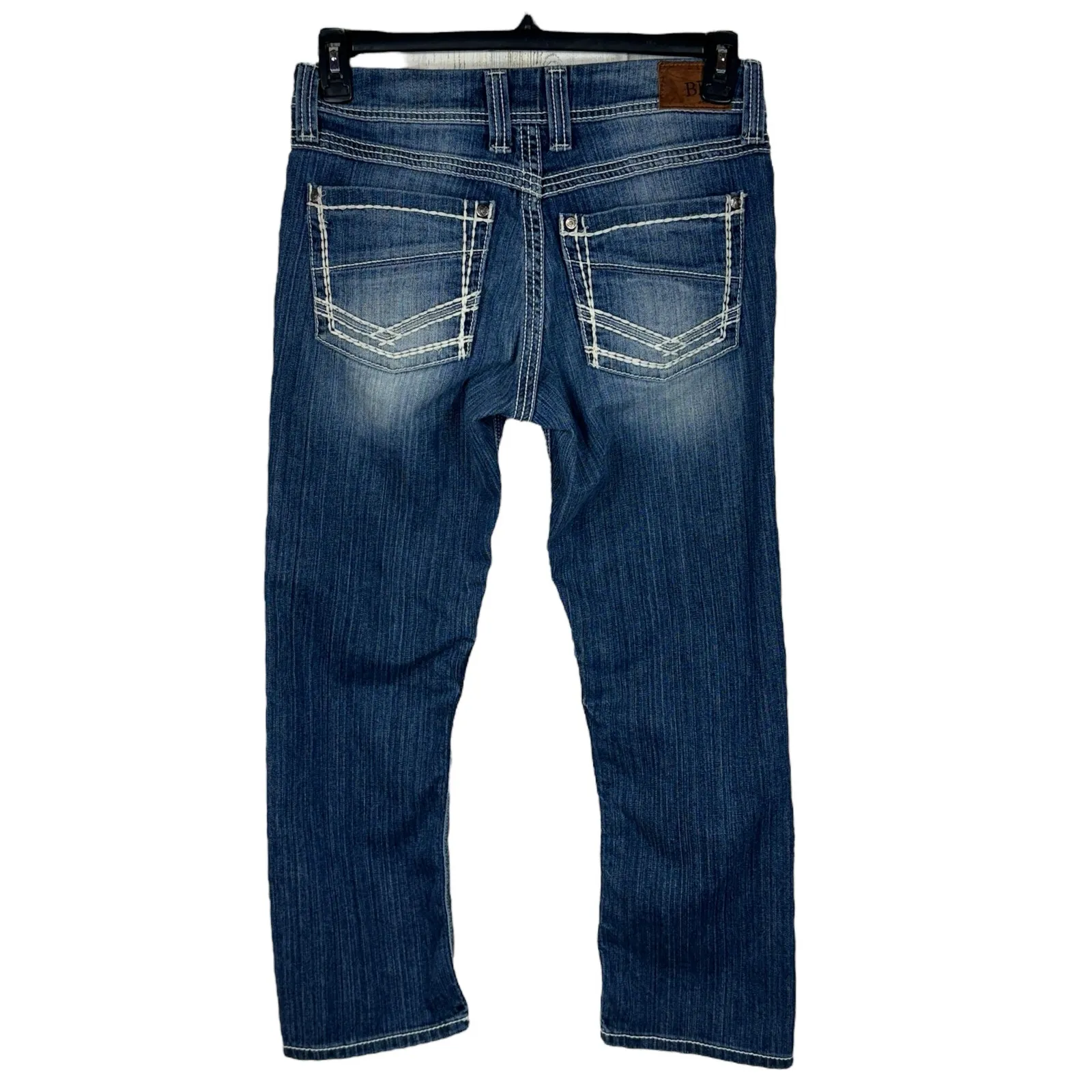 BKE SZ 29 Culture Cropped Jeans Low-Rise Zip-Fly Whiskered Faded Medium Wash - Image 6