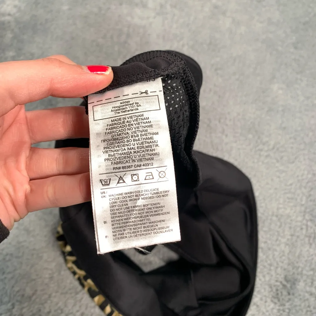 Adidas Black Primegreen leopard print Sports Bra - Image 5