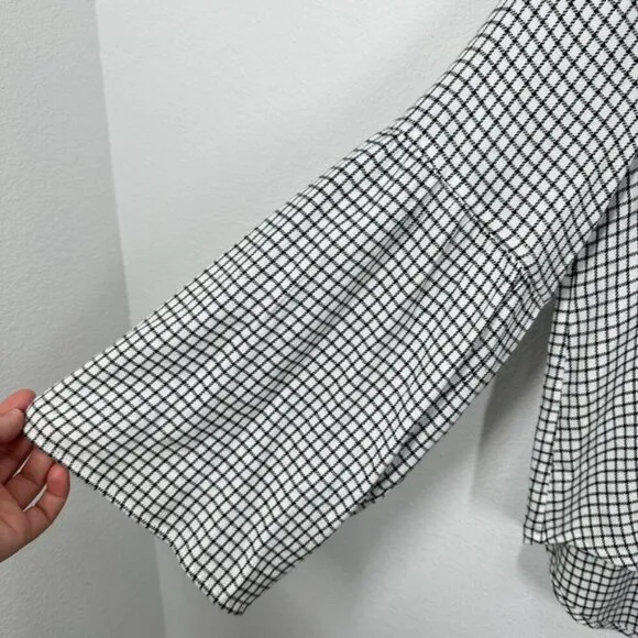 Madewell Size Small Black Cream Checked Flare Sleeve Cottagecore‎ Fall Essentail - Image 4