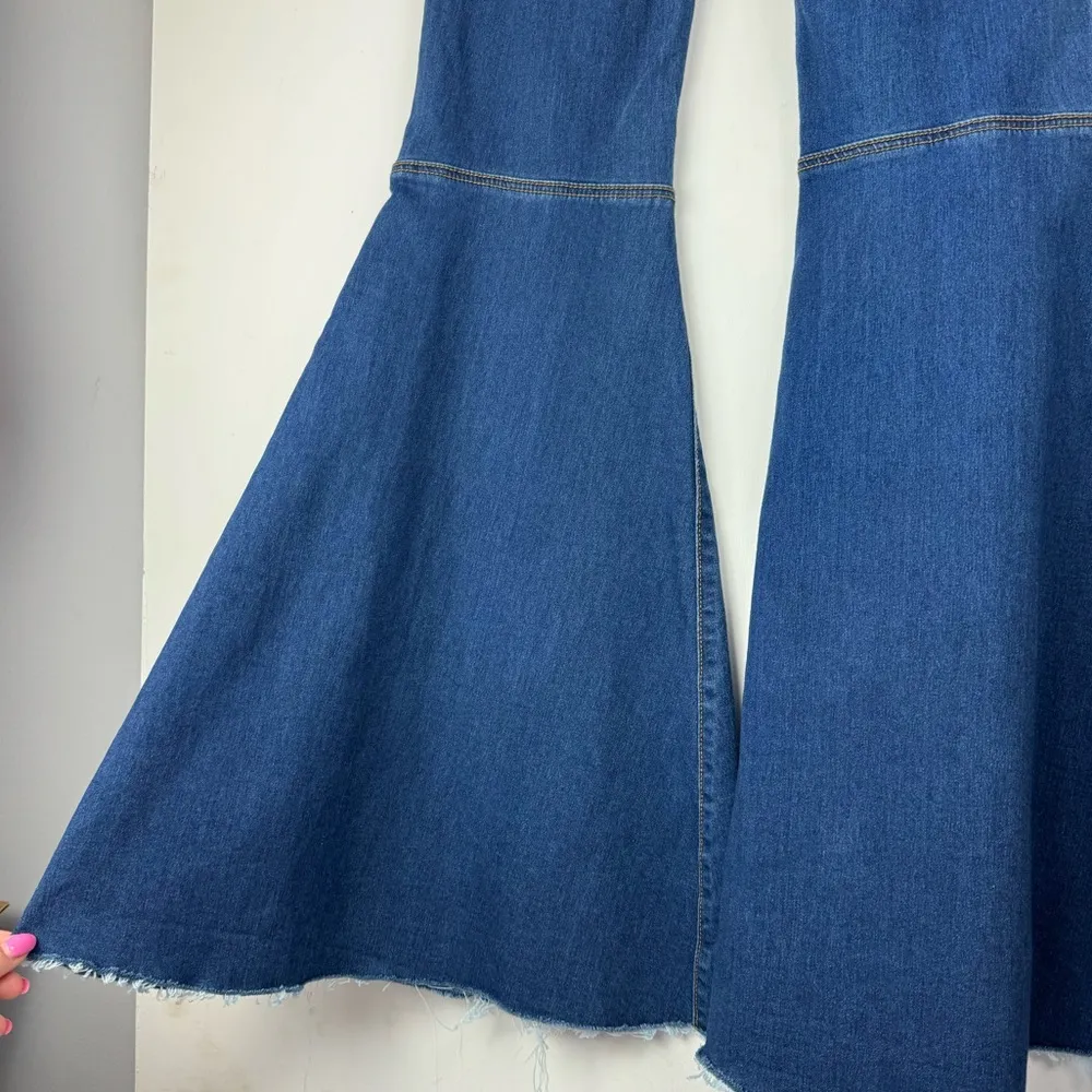 Free People Just Float On Flare Jeans Sz 26 Dark Wash Denim Stretch Western - Image 15