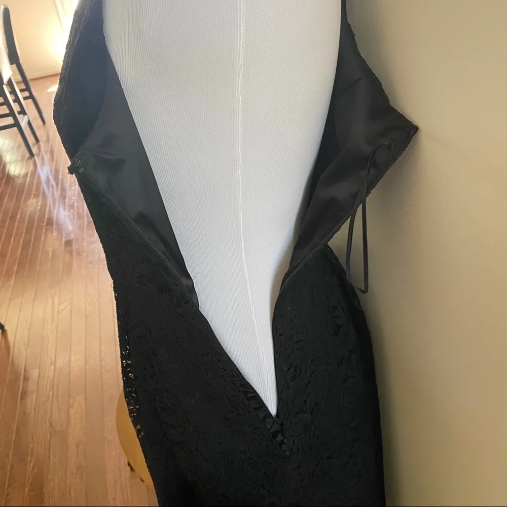 Express Black Lace Skater Dress with Silver Front Zipper - Image 6