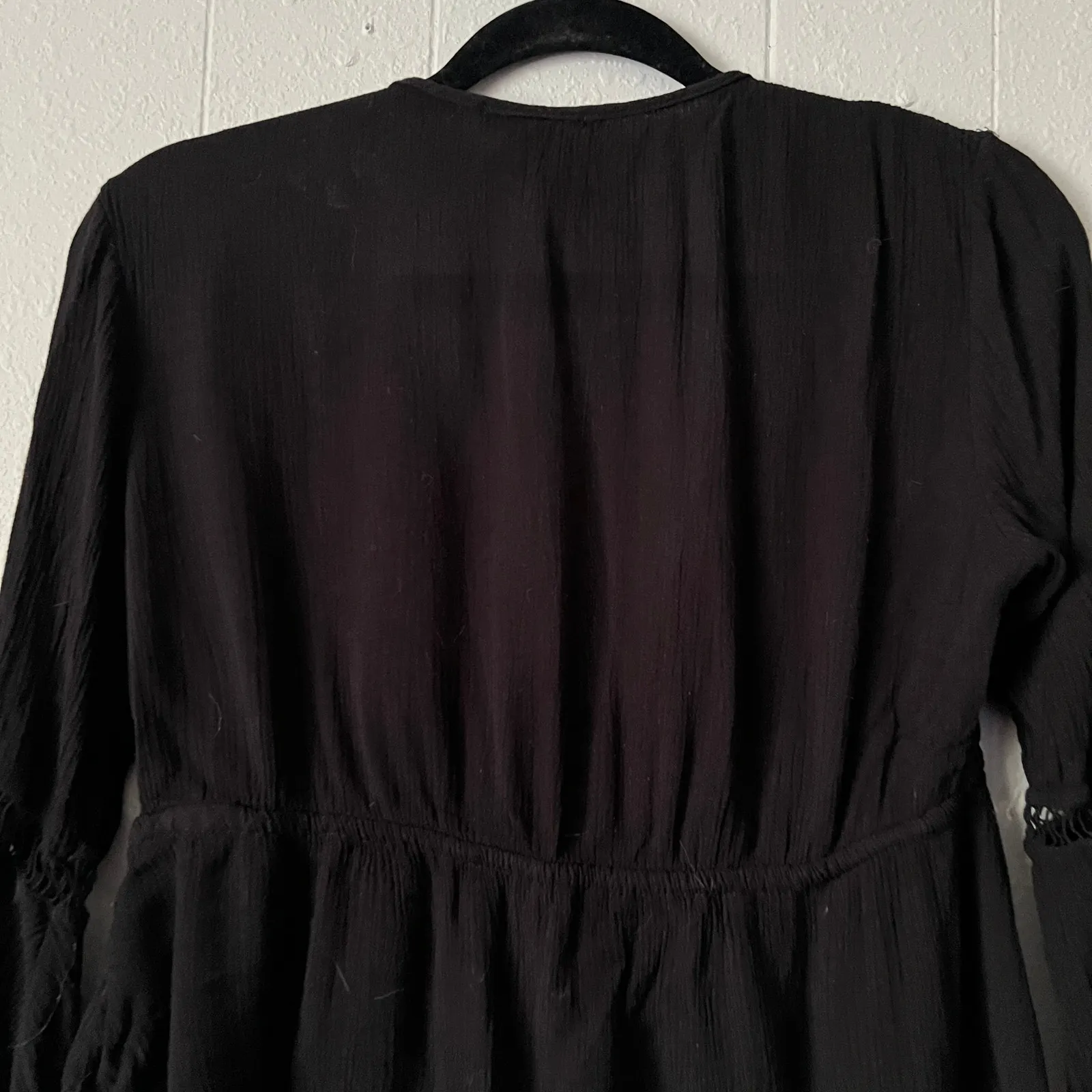 Ambiance Top Womens XS Flared Sleeve Cropped Witchy Goth Boho Dark Fairy Y2K Black - Image 7