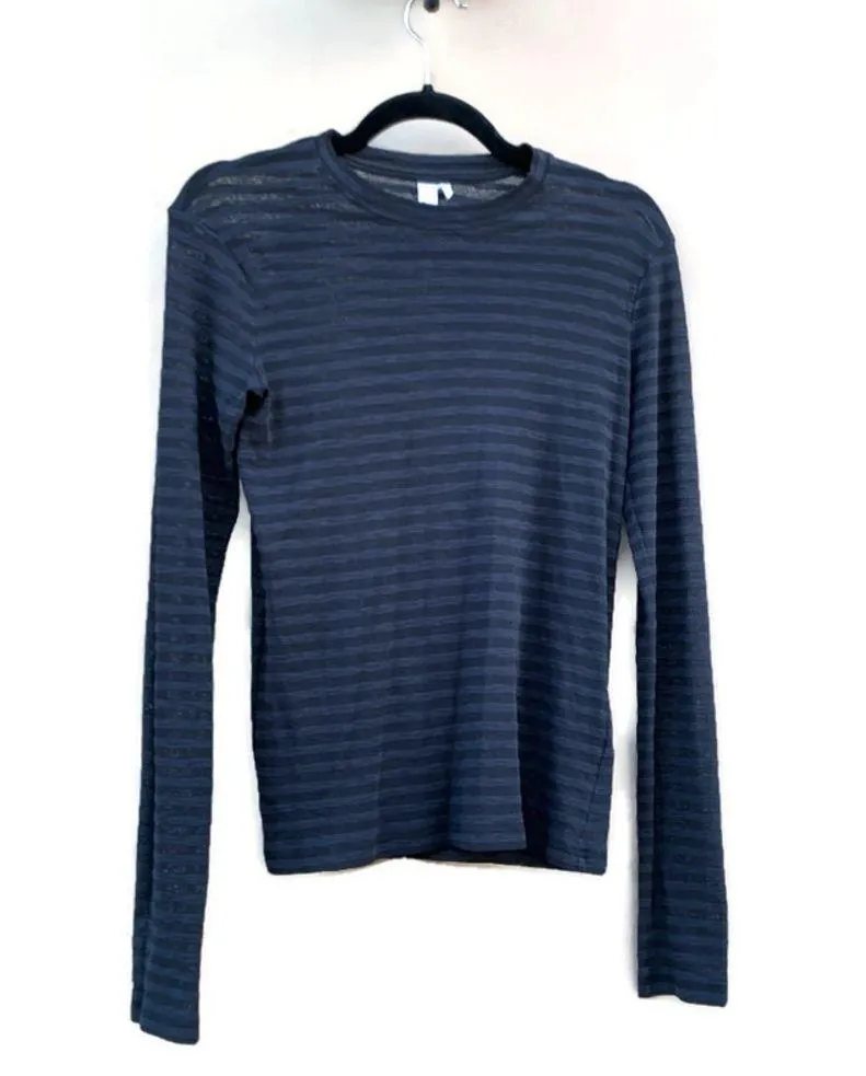 Stockholm Atelier Sheer Burnout Black Stripe Long Sleeve Shirt 4 - Image 2