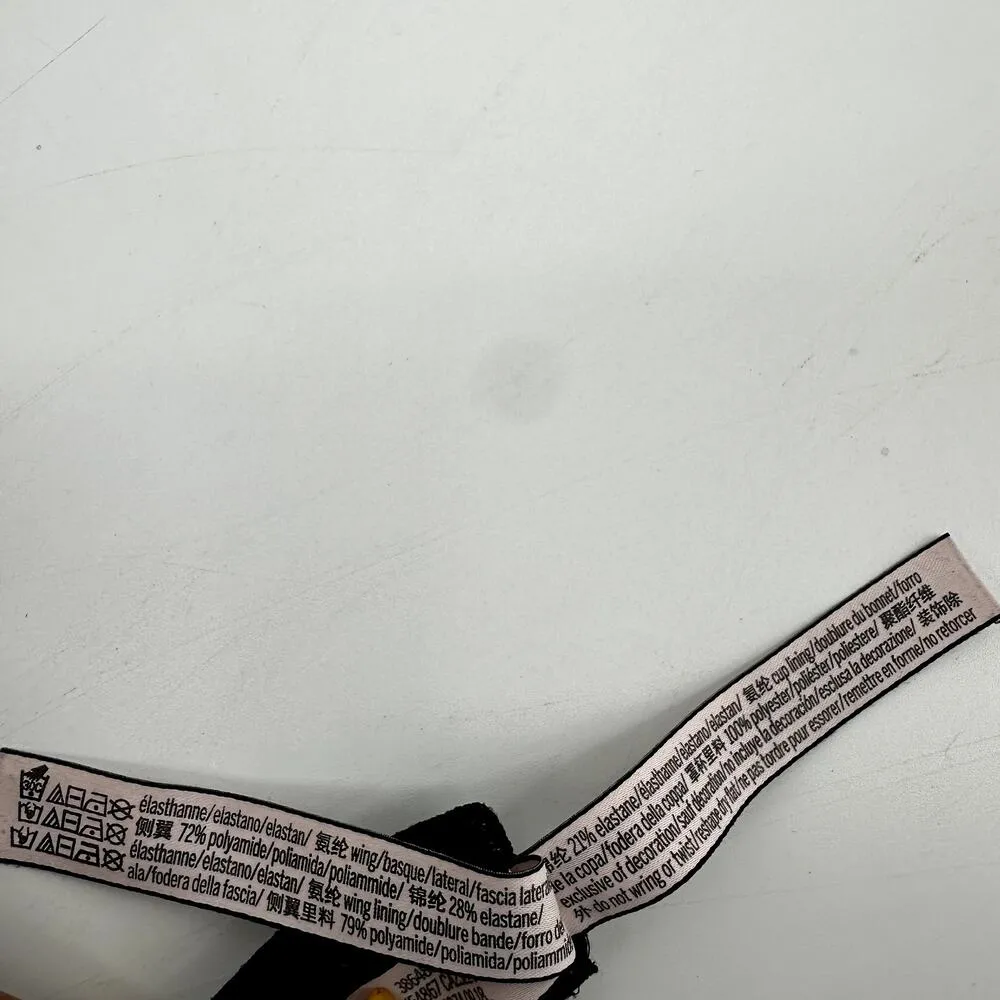 Victoria's Secret Dream Angels Push Up Bra Floral Lace Underwire Black White 34B - Image 4