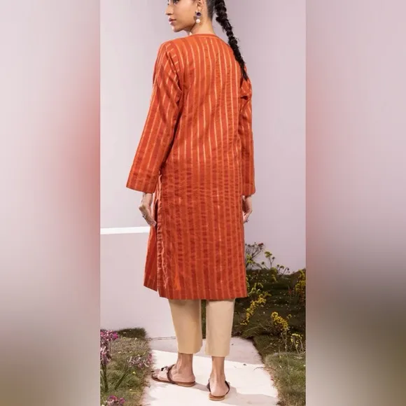 FABINDIA silk viscose long sleeve striped shirt dress Kurti pockets size 6 or M Size M - Image 2