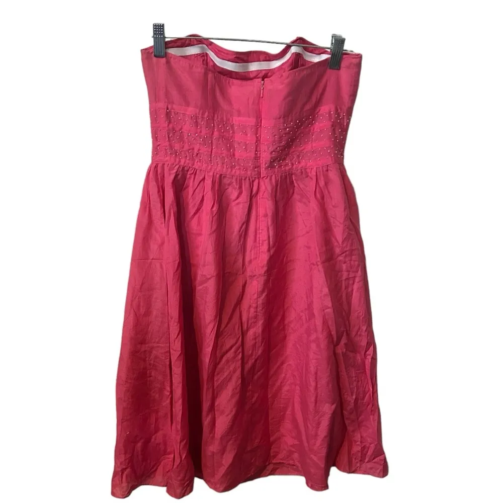 Lilly Pulitzer Parade Pink Strapless Beaded Silk/Cotton Blend Sz 2 Katrina Dress - Image 3