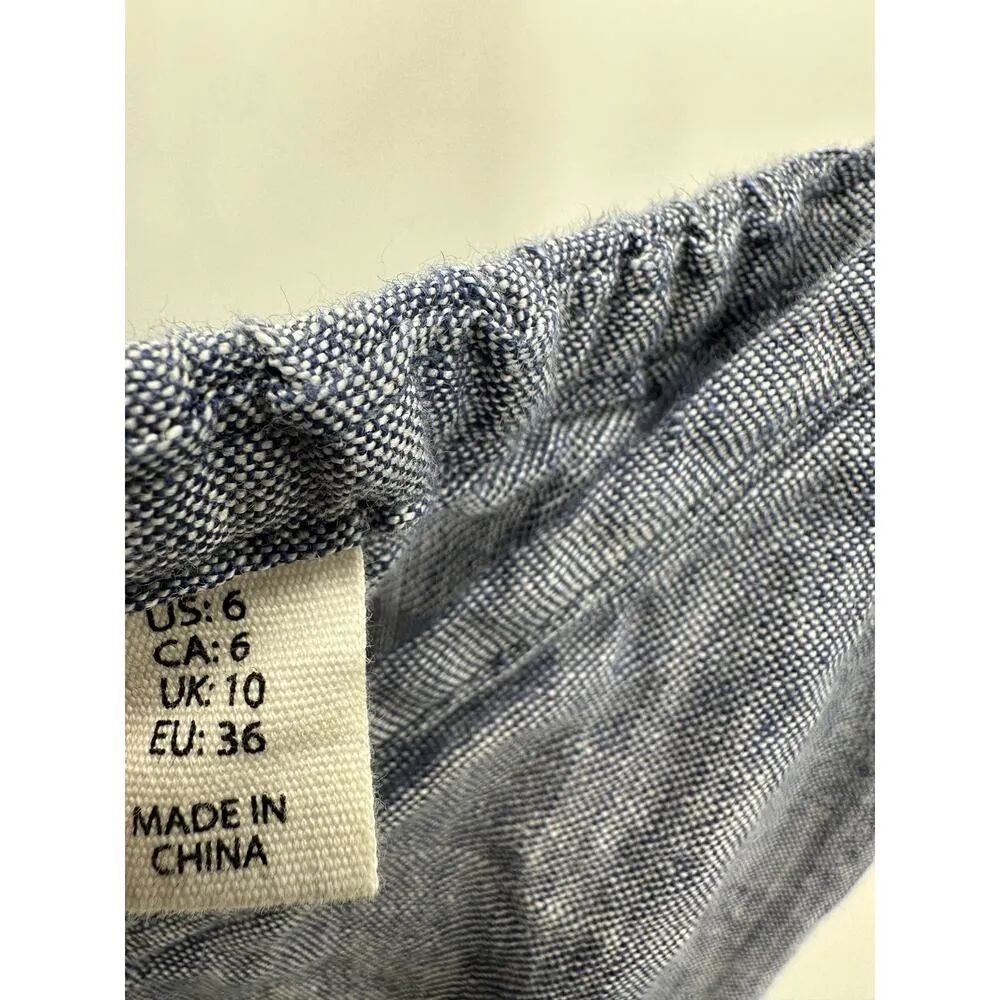 Artisan NY Blue Linen Sleeveless Maxi Dress Lagenlook V-Neck StrapWomen Size 6 - Image 7