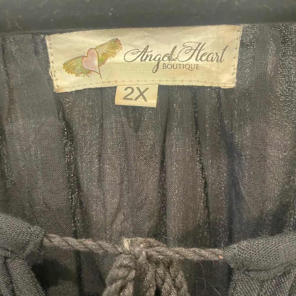 Angel Heart Boutique Embroidered Boho dress with pom pom pom hem 2XL Black Size 2X - Image 10