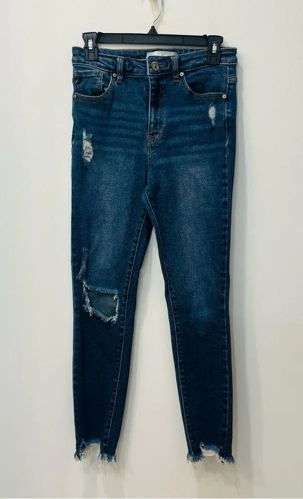 Kan Can Women's High Waisted Distressed Skinny Jeans Distressed Sz 5 Blue - Image 2