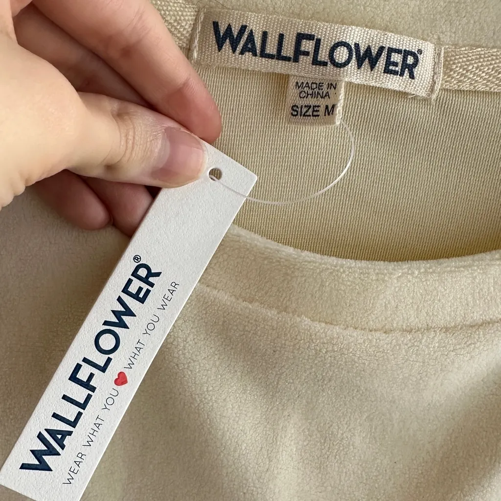 Wallflower Ho Ho Ho Ugly Christmas Sweater, Cropped Fuzzy Holiday Sweater, Med Red - Image 5