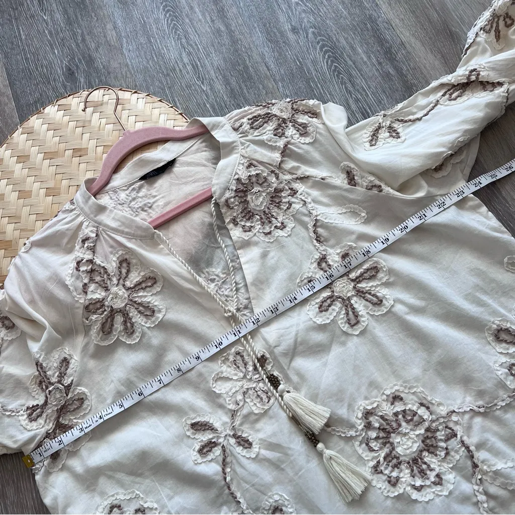 Zara textured‎ embroidered blouse boho bloggers favorite - Image 6