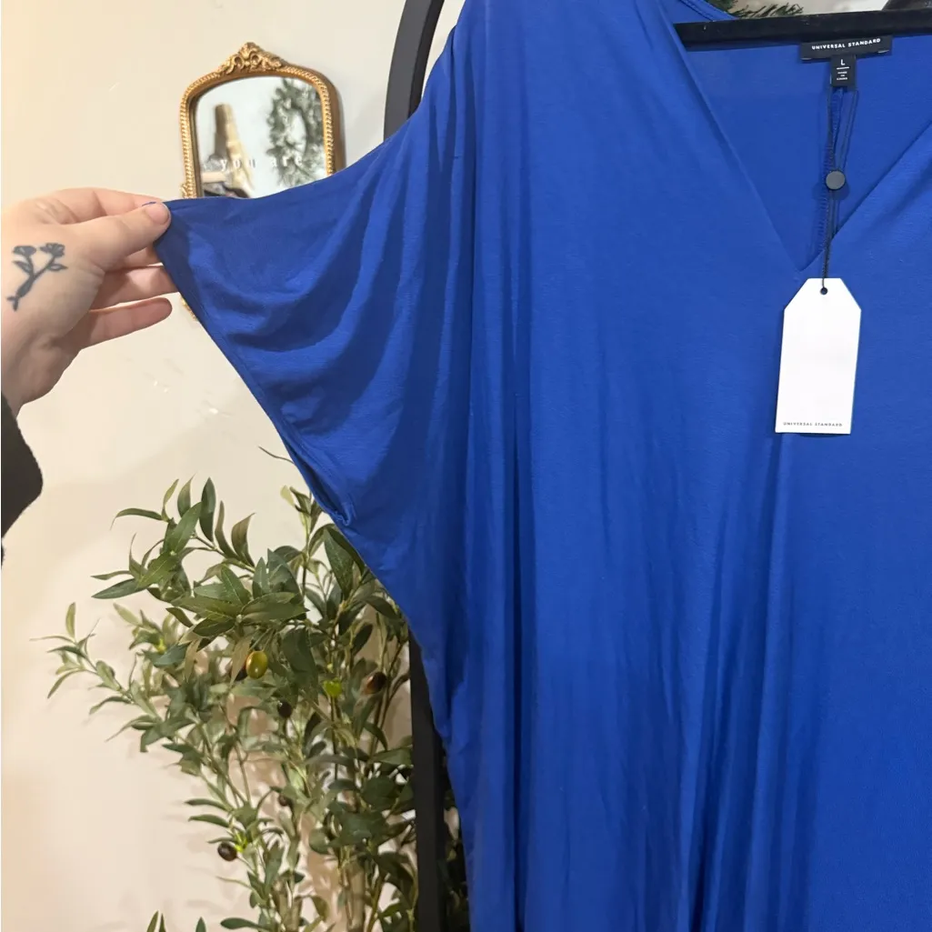 Universal Standard Blue flowy Midi Dress size large - Image 2