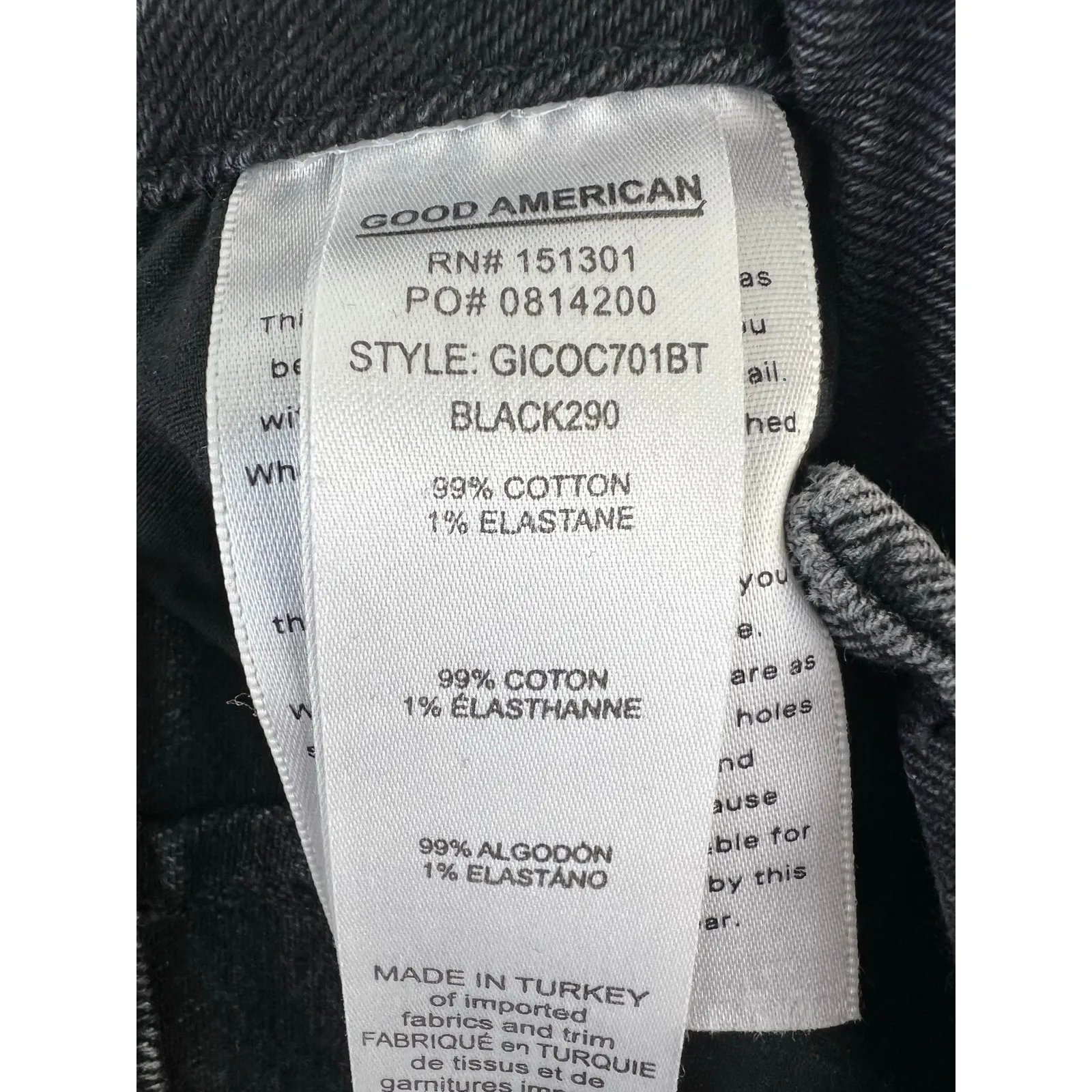 Good American Good Icon 90s Straight Leg Distressed Jean in Black Wash 0/25 - Image 4