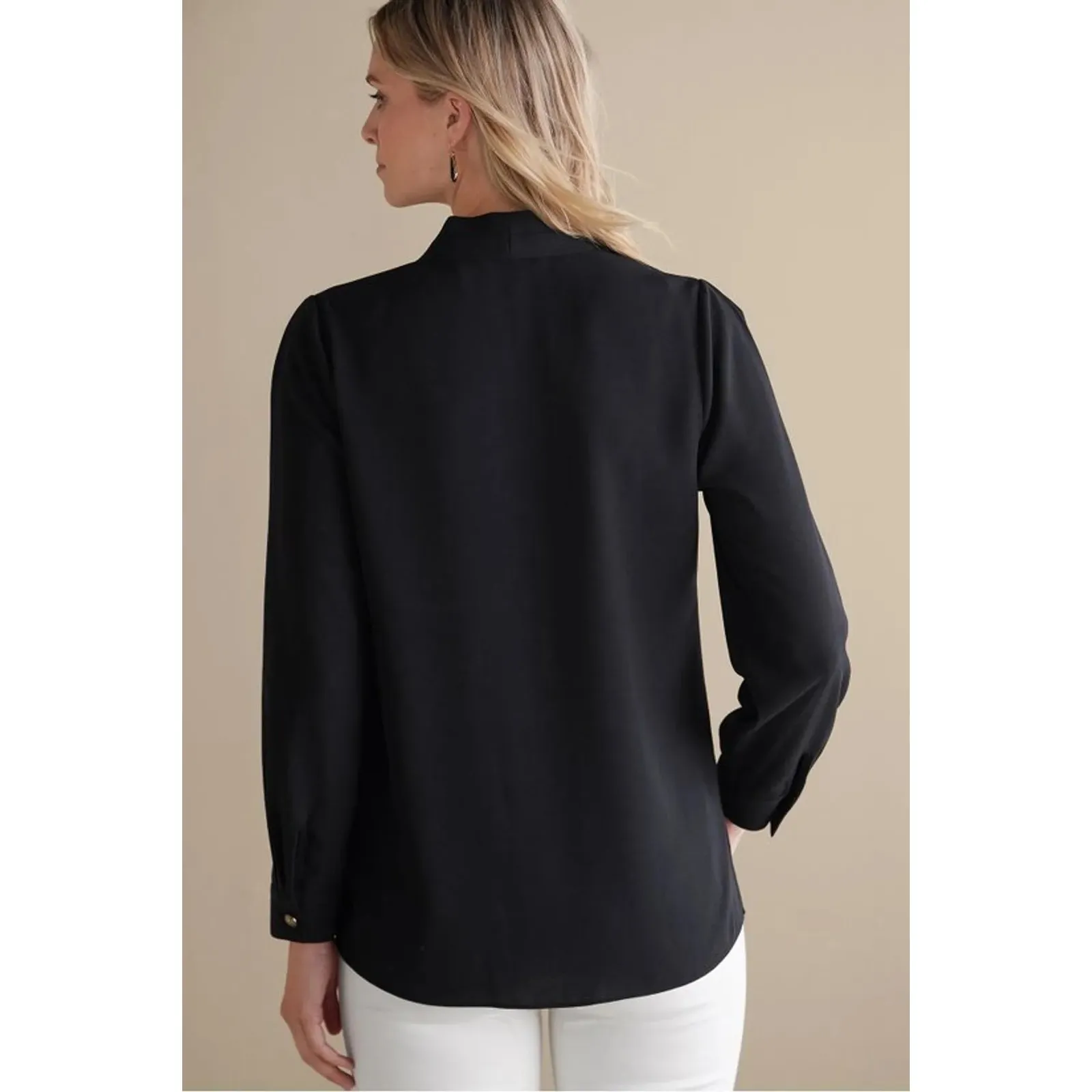 Soft‎ Surroundings Akira Blouse Black Womens 2X NEW NWT Long Sleeve Draped - Image 6