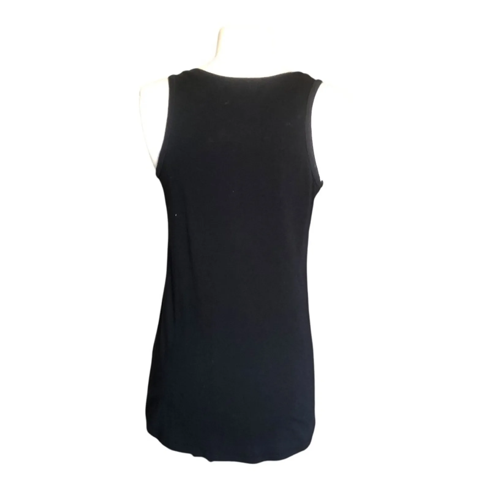 Madison & Berkeley  Black Graphic Tank Top XS ‘Merci Beaucoup’ Script Print EUC - Image 4