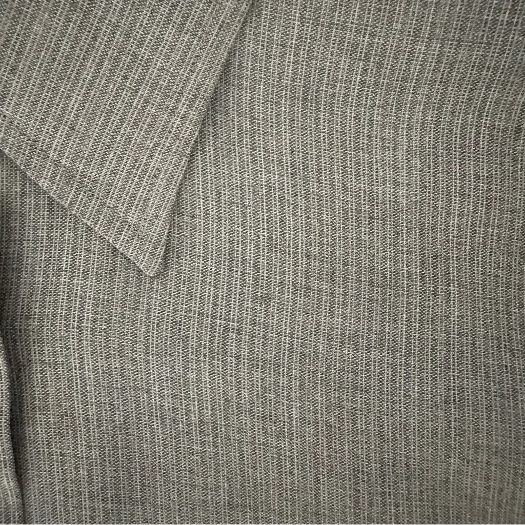 Max Mara Weekend Long Sleeve Button Front Pinstripe Shirt Grey and Beige Medium - Image 5