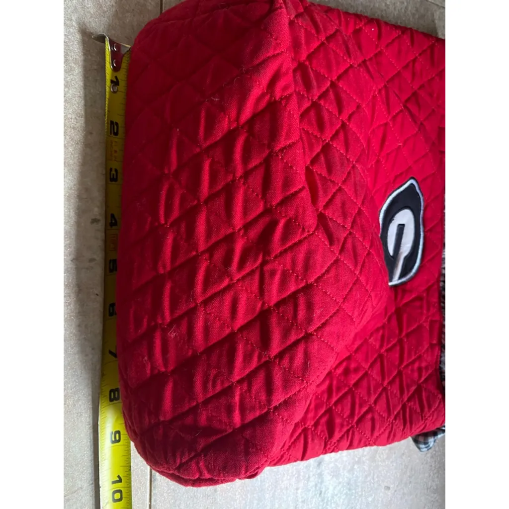 Georgia Bulldogs Quilted Ruffle Tote Red Gingham Trim Southern UGA Gameday Bag - Image 8