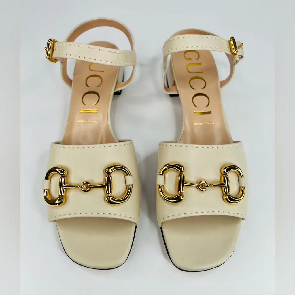 GUCCI MARMONT HORSEBIT  SLINGBACK WHITE NAPPA CHARLOTTE SANDALS SIZE EU 40.5 - Image 10