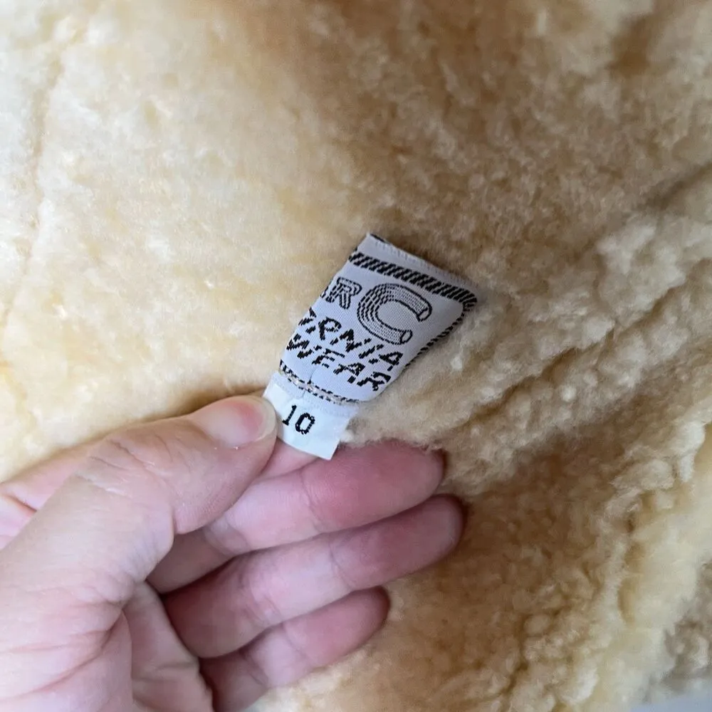 VTG California Rancher sheepskin SHEARLING vest 10 leather wool USA made WESTERN - Image 7