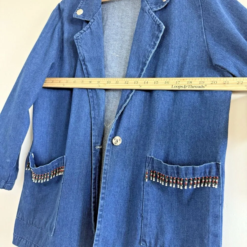 Hunters Run Vintage unique Jacket Denim Cowgirl western rodeo country horse S. Blue - Image 5