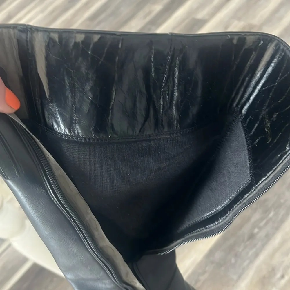 Austin tall leatherr black heeled boots buckle detailing size 9 N - Image 11