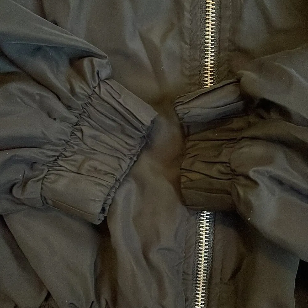 Forever 21 Crop Stripe Black Hooded Windbreaker Y2K Retro 90s - Image 5