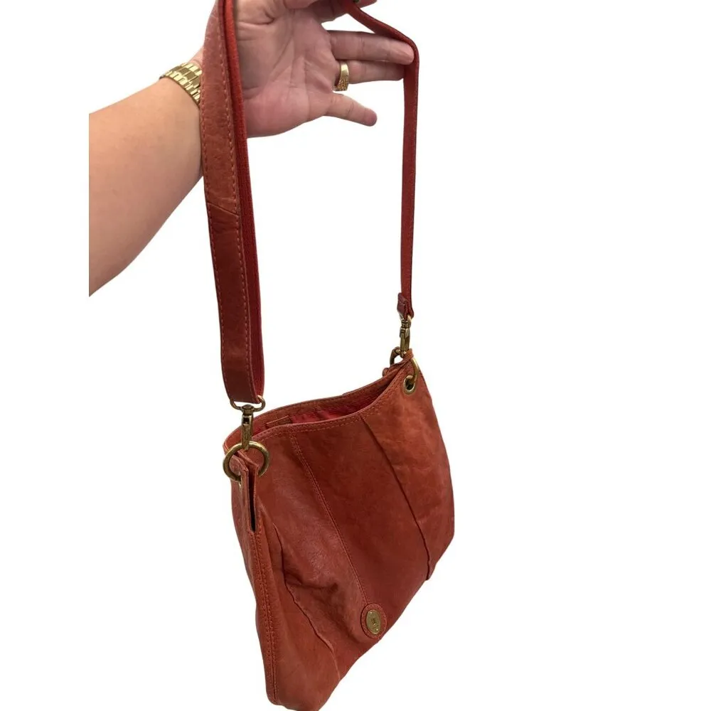 Vintage Fossil Womens Red Leather Shoulder Bag Purse SKU 7234 - Image 12