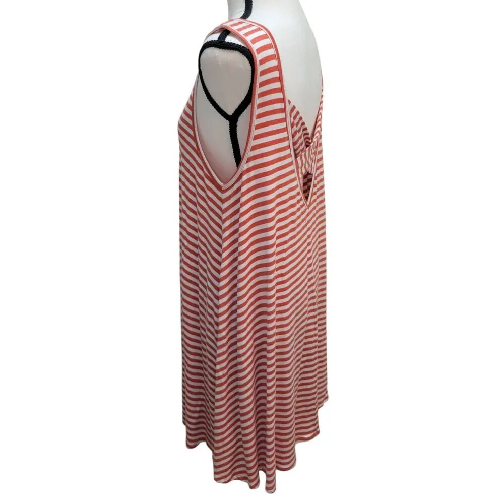 American Eagle Outfitters Sz M Orange Striped Sleeveless Swing Dress Sun Summer - Image 3
