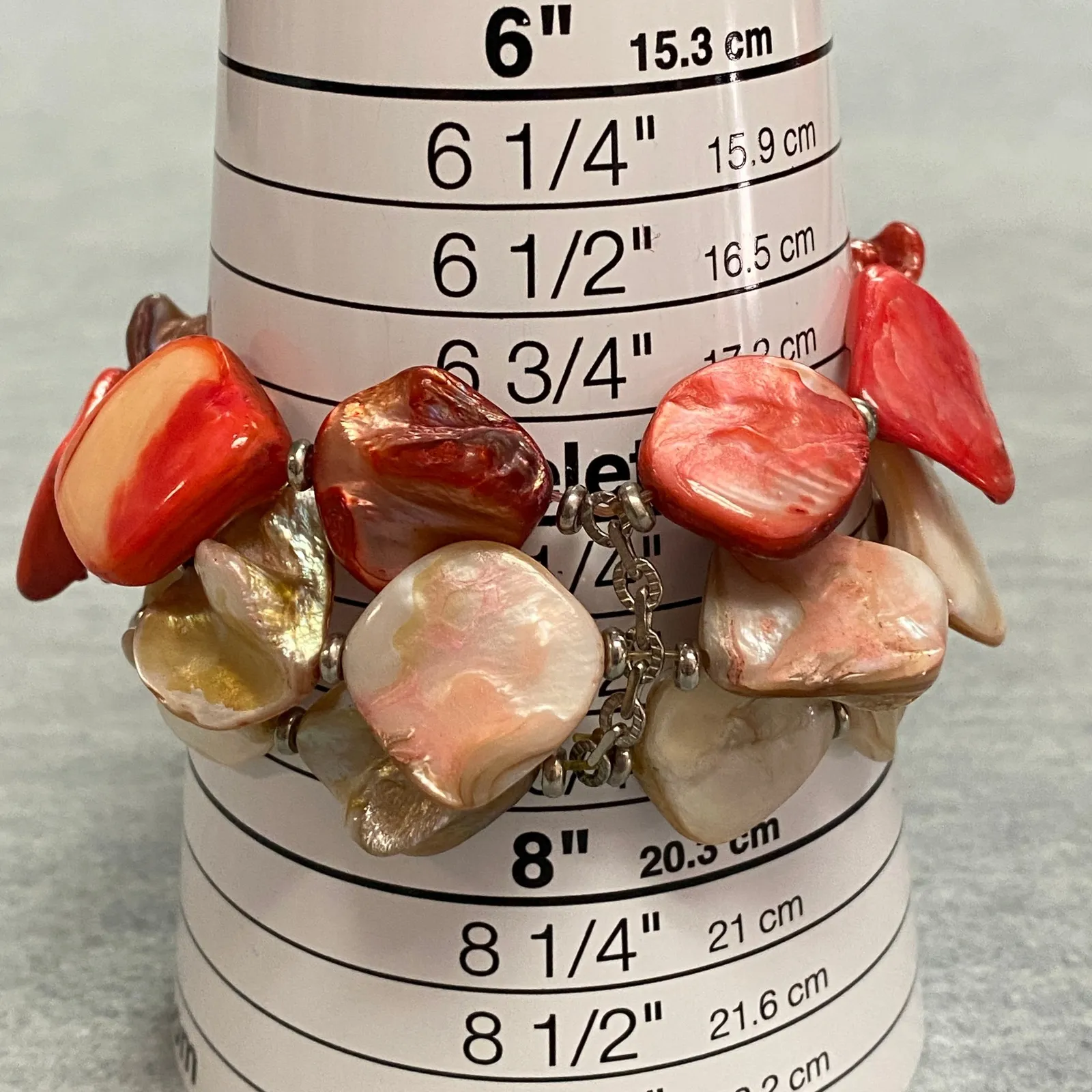 Shell Bracelet Red Beige Iridescent Bead Fashion Jewelry for Women - Image 2