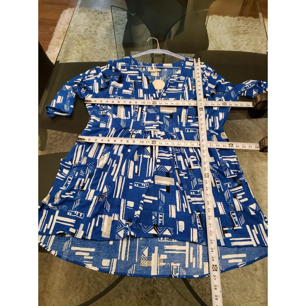 Zim & Zoe Womens Blue White Polyester V - Image 14