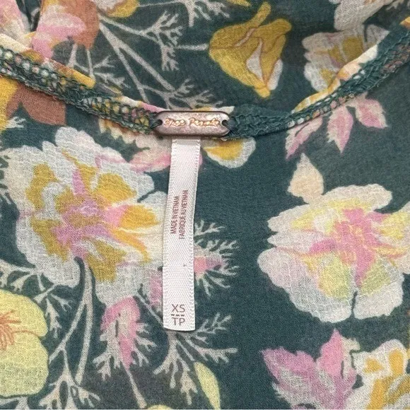 Free People Floral Sheer Ruffle Long Sleeve Tie Front Cardigan Size XS - Image 8