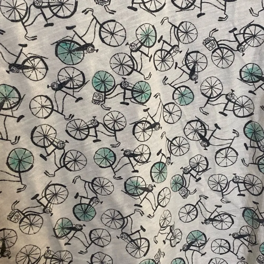 Sonoma Womens Everyday Tee Shirt Bicycle Bicycles Print M Medium White Blue - Image 4