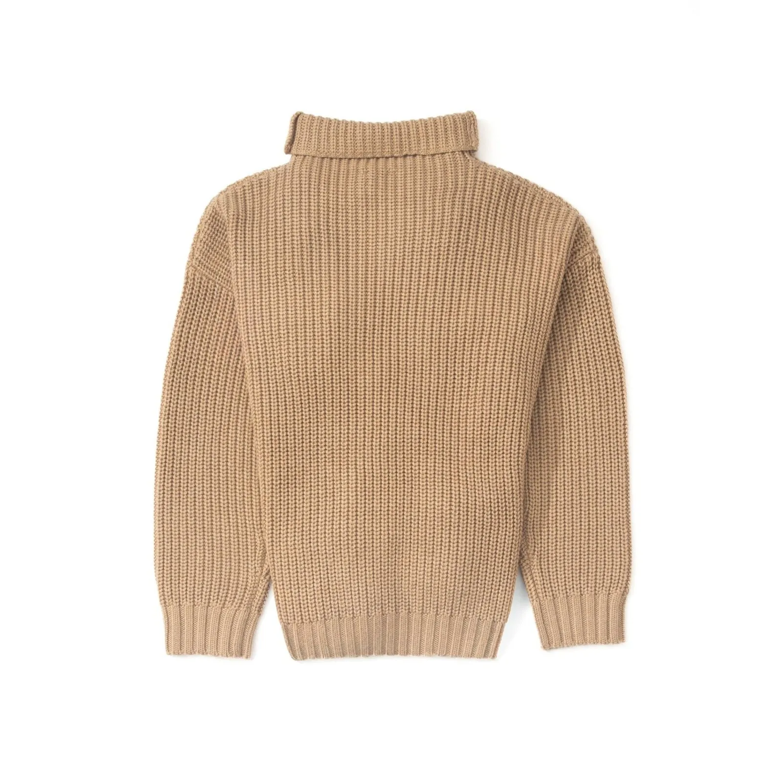 THE RESET The Max Mock Neck Seed Beige Chunky Knit Turtleneck Sweater Size S Tan - Image 4