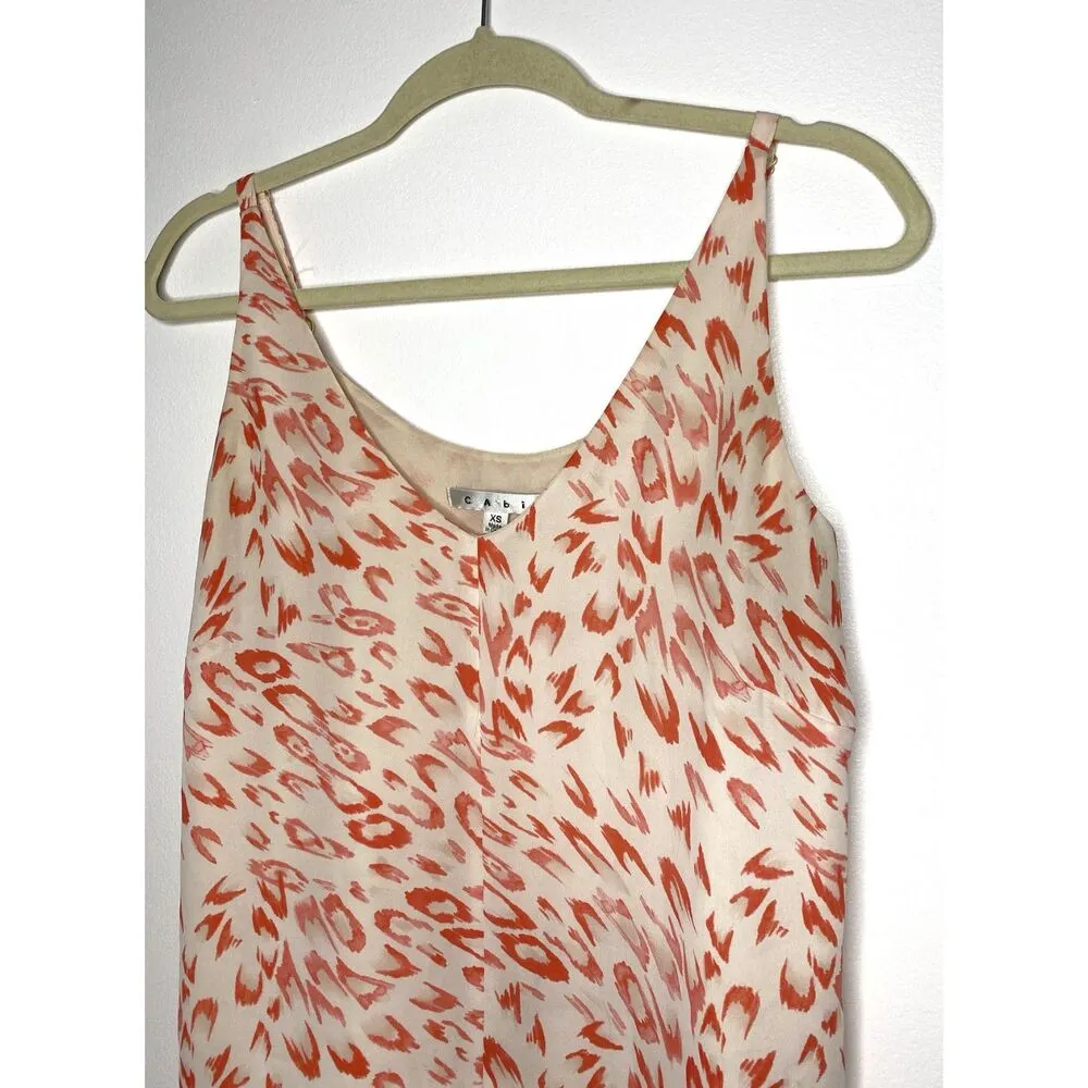 CAbi Flirty Animal Print Coral Adjustable Straps Leopard Cami Tank Top Sz XS - Image 4