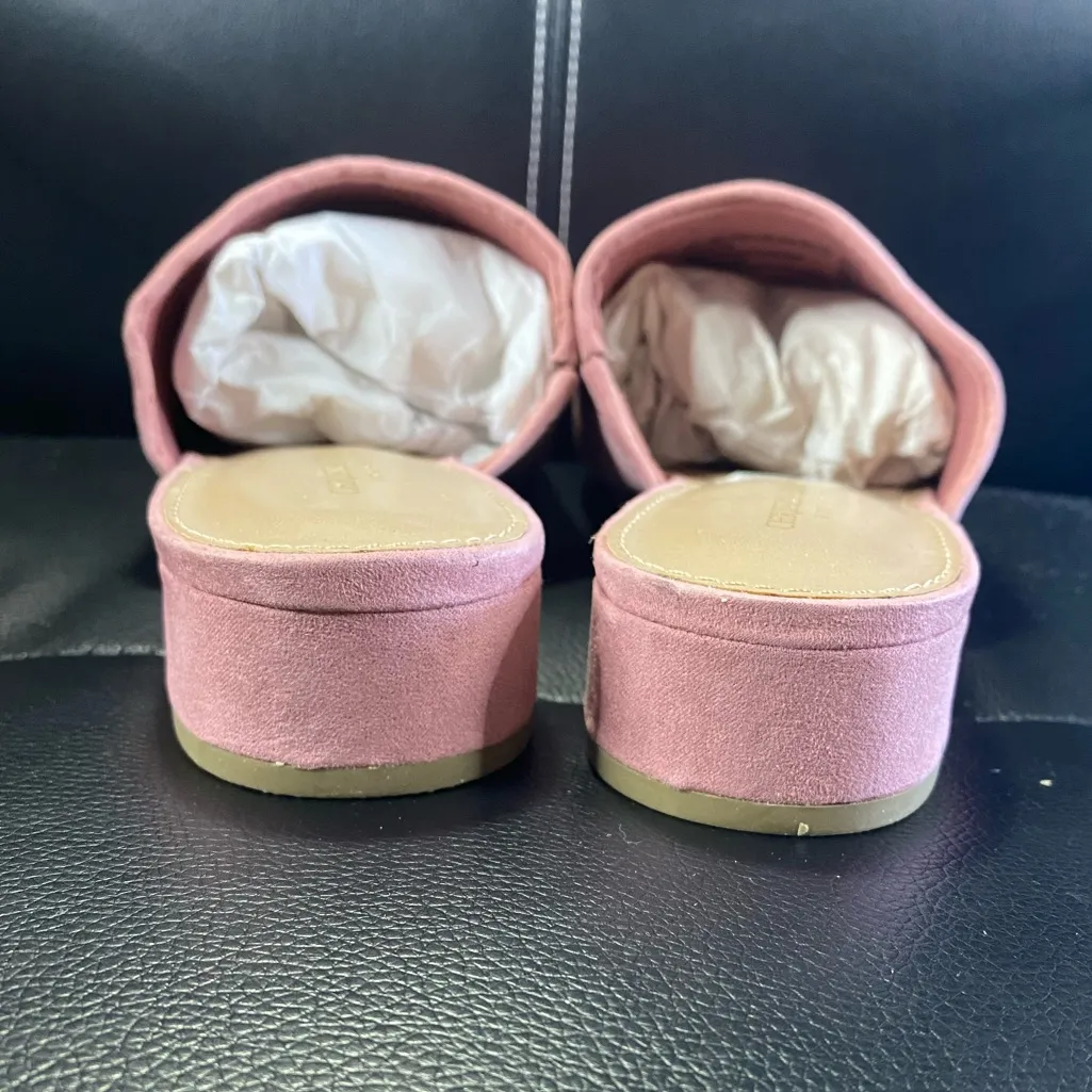 🎉NEW Christian Siriano for Payless Slide On Heel Suede Sandals Blush Size 11 - Image 9