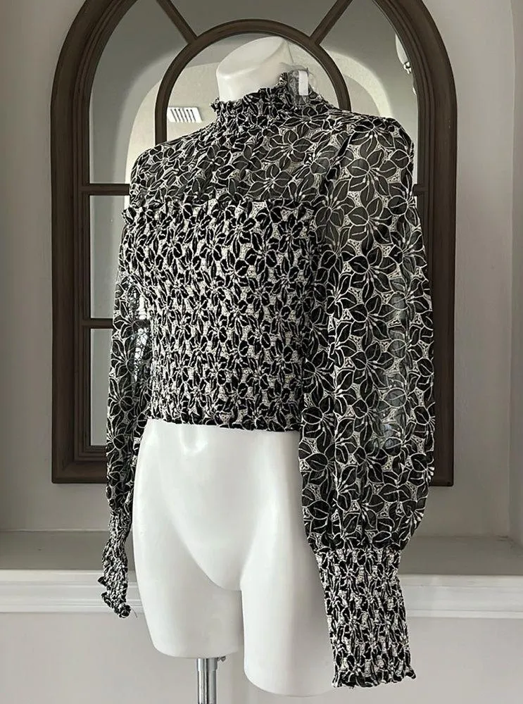 En Saison Embroidered Mock Neck Top, Size S NEW - Image 6