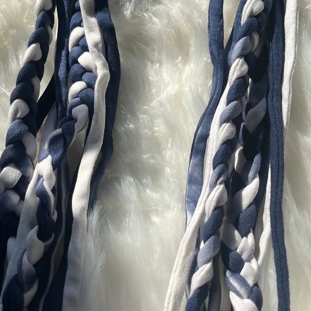 Blue and white braided infinity scarf - Image 11