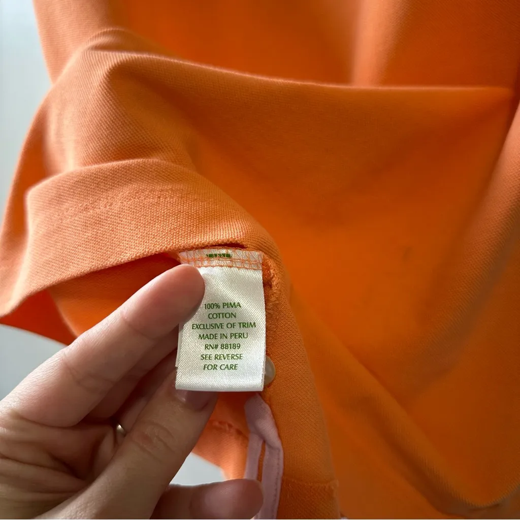 Lilly Pulitzer Orange Resort Wear Pima Cotton Polo Shirt Top Size M - Image 8