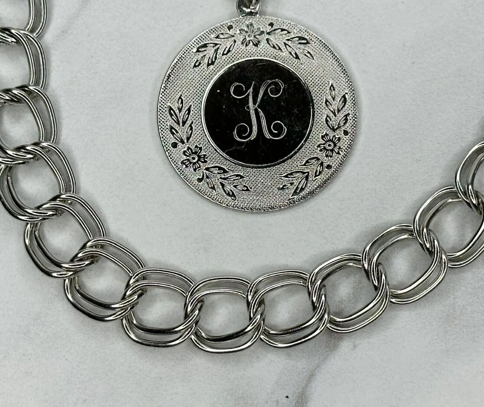 Silver Tone K Initial Chain Link Belt Y2K Festival XS/Small (XS/S) ✨ - Image 8