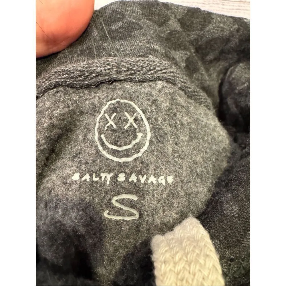 Salty Savage Be Yourself Leopard Print Pullover Sweatshirt Hoodie in Gray Unisex Size M - Image 4