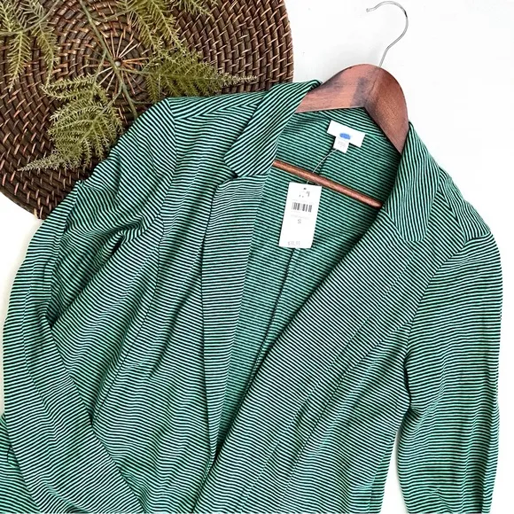 J.Jill NWT  Womens Blazer Jacket Green Blue Stripe Knit  Linen Blend Small - Image 2