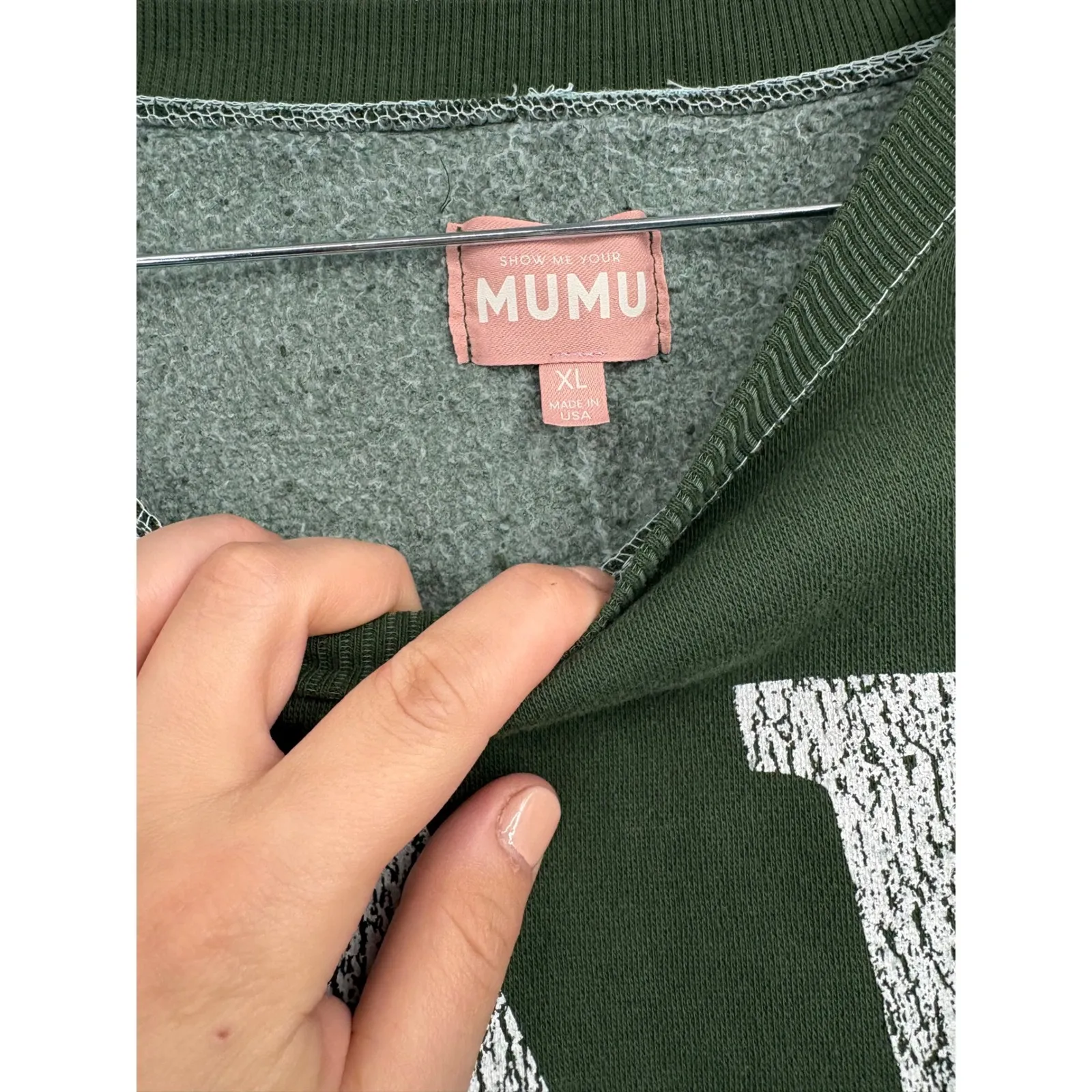 SHOW ME YOUR MUMU Vail Mountain Graphic Oversized Sweatshirt Women's XL Green - Image 3